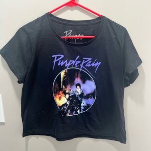 Prince Purple Rain Cropped Graphic Tee Size Medium
